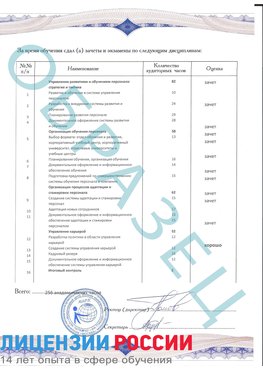 Образец приложение к диплому (страница 2) Азов Профессиональная переподготовка сотрудников 